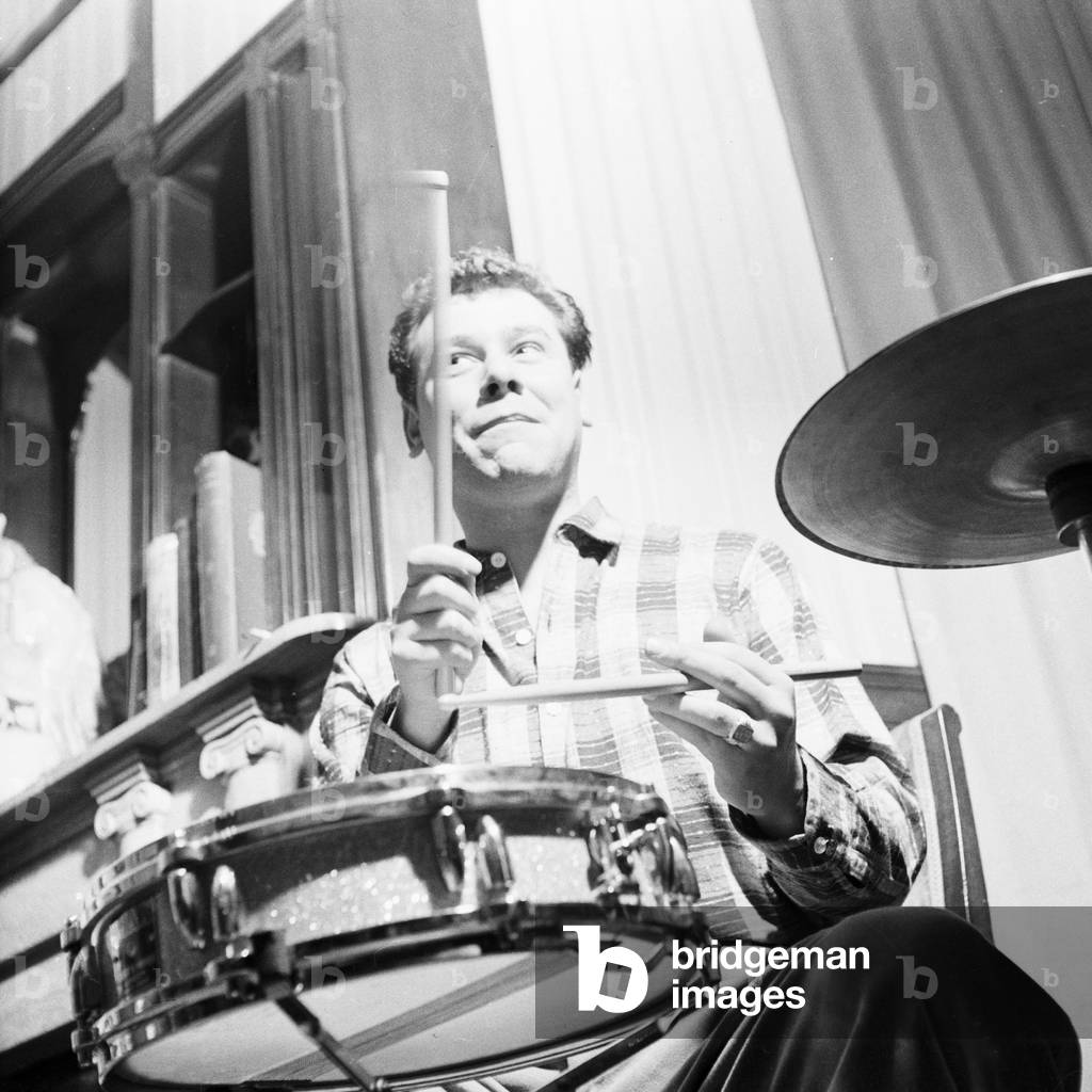 Ron Bowden, drummer of the Chris Barber Band at Hamburg, Germany 1950s