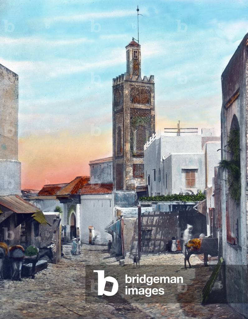 Northern Morocco, Tangier, Grand Mosque in the Grand Socco area of Tangier, image date: circa 1910. Carl Simon Archive