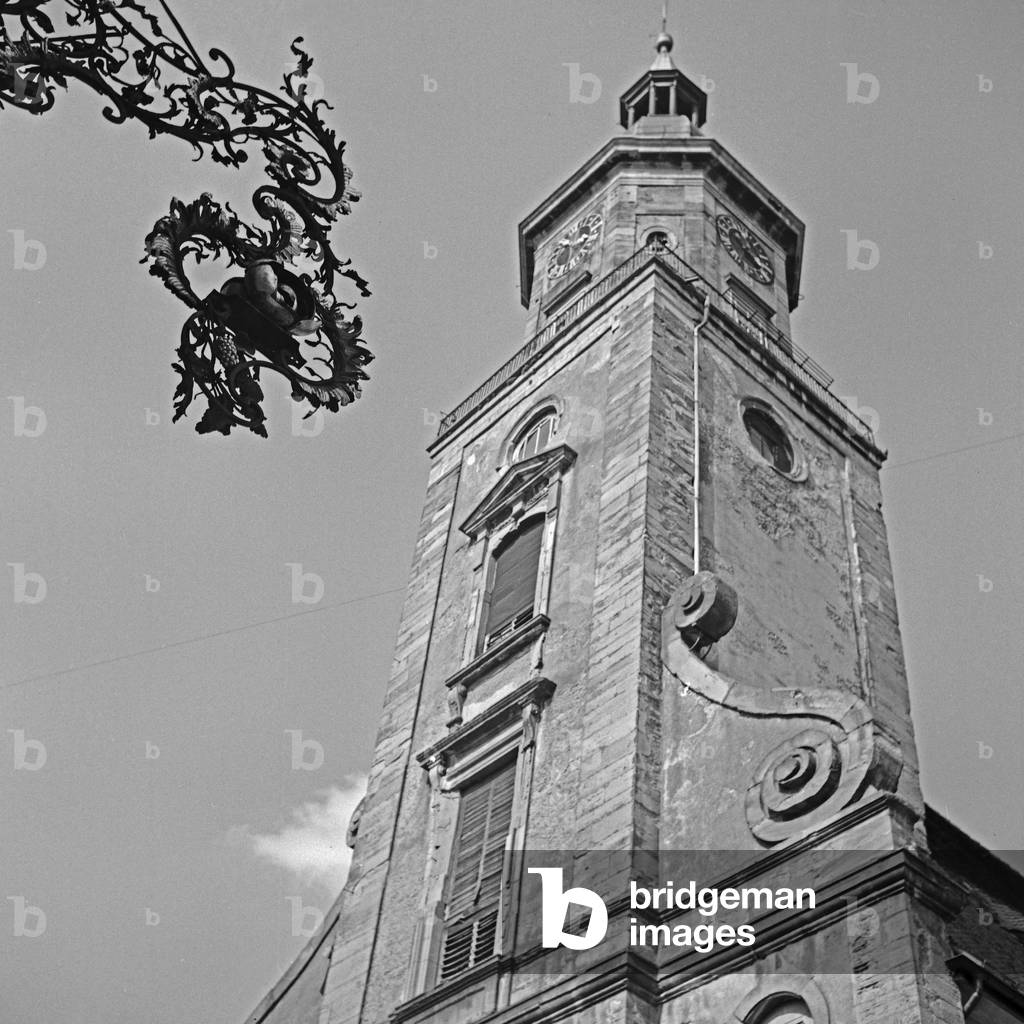Belfry at Crailsheim, Germany 1930s (b/w photo)