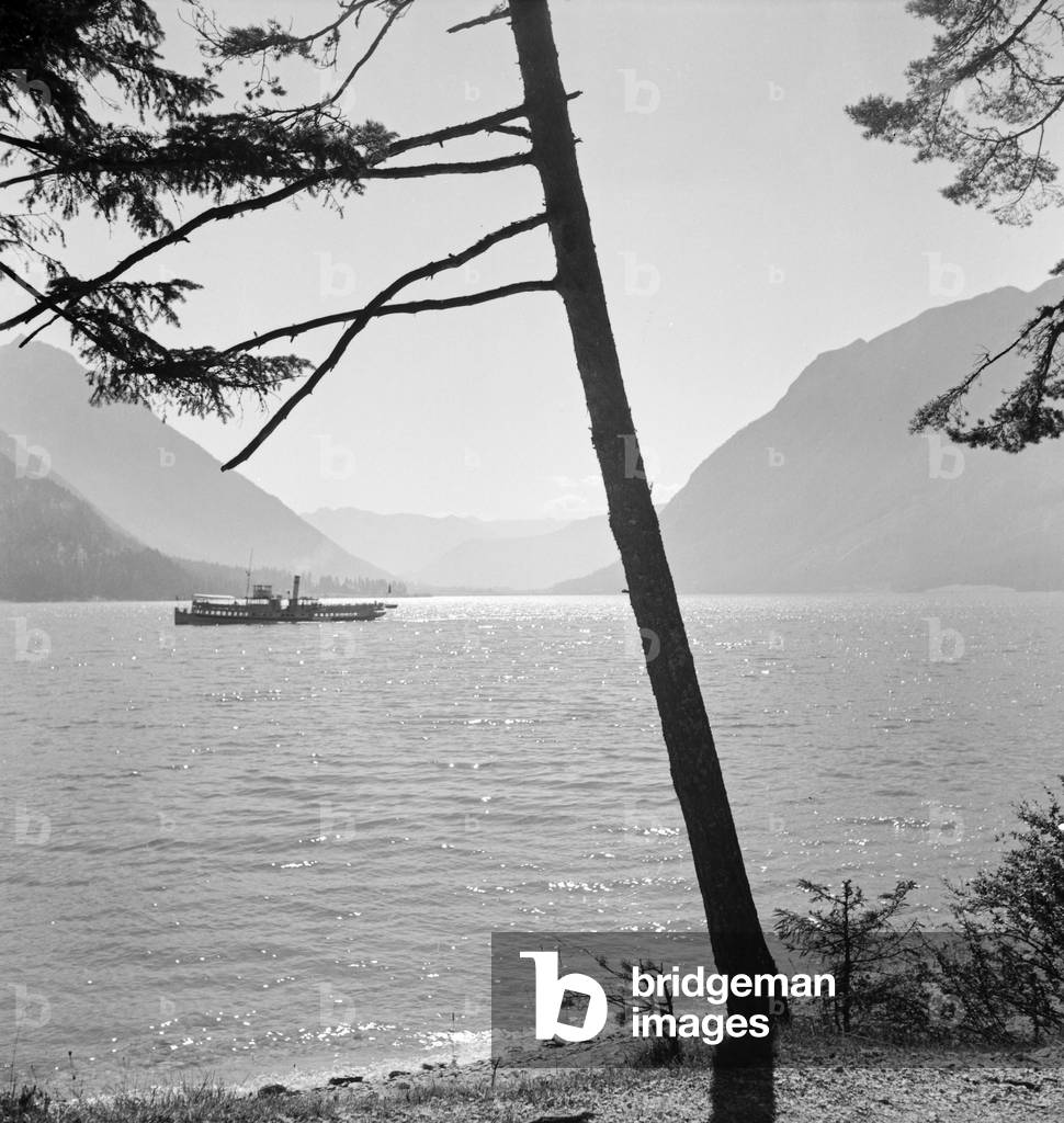 A trip to Lake Achen in Tyrol, Germany 1930s (b/w photo)