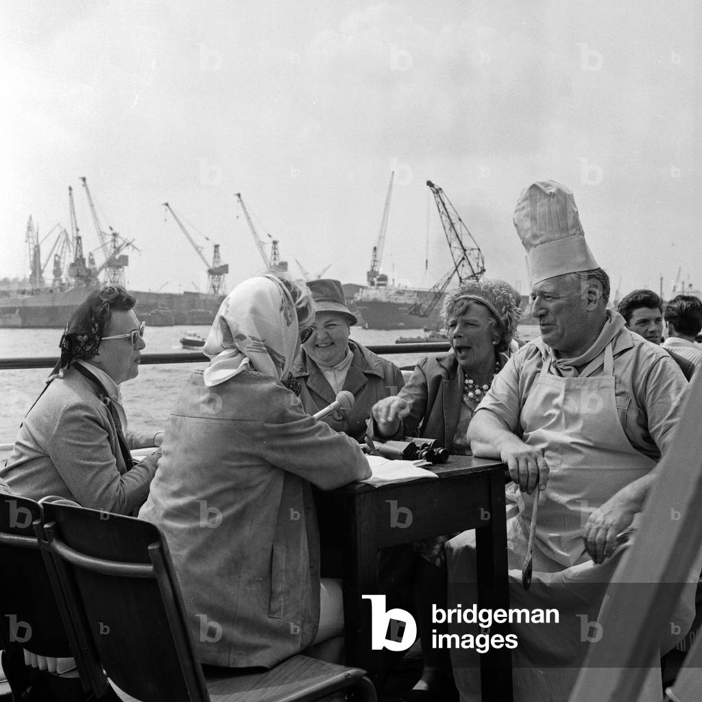 Music show of German TV channel Norddeutscher Rundfunk from St Pauli jetty at Hamburg, Germany 1961