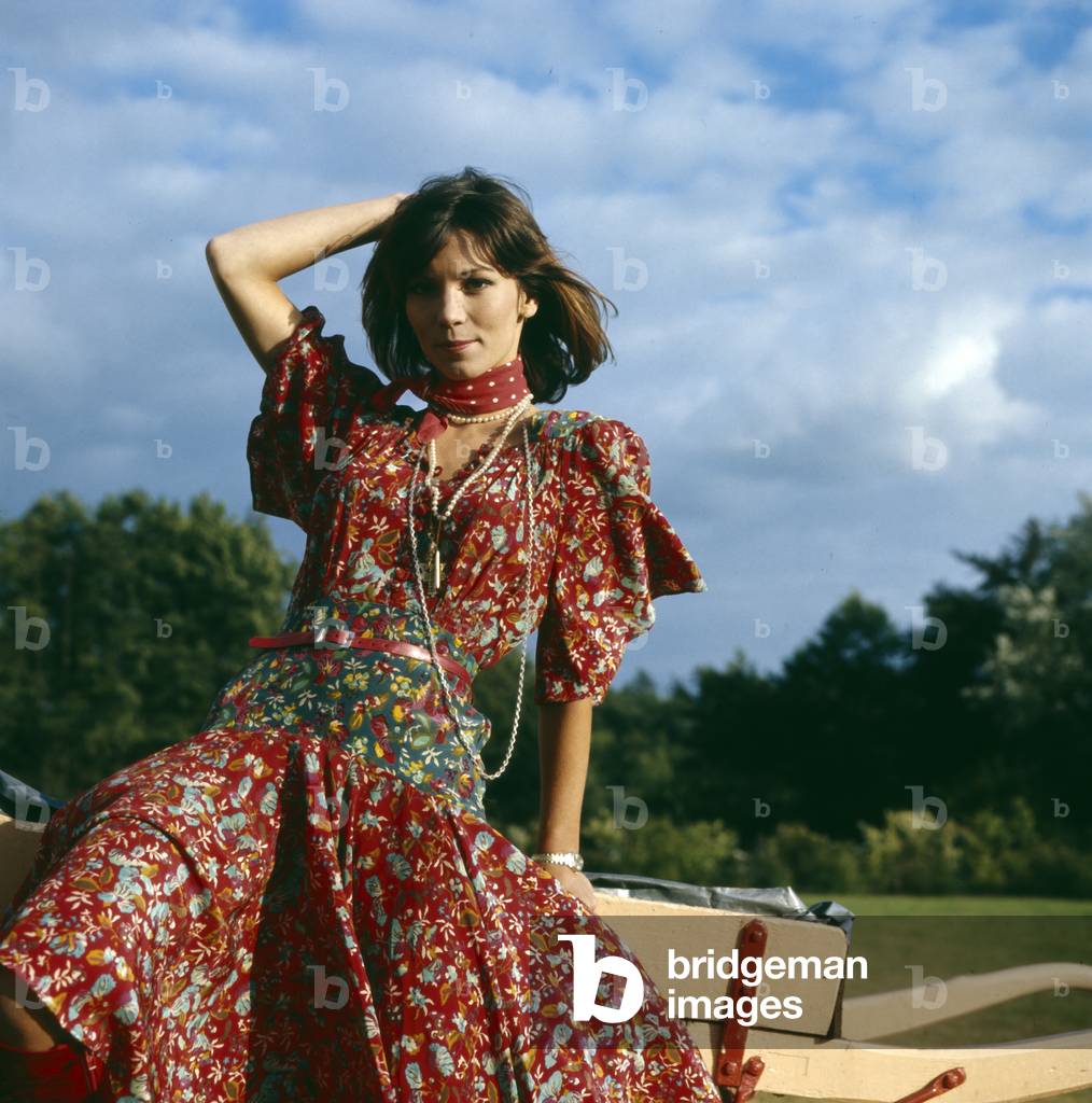 German actress Iris Berben at a photoshooting, end 1970s