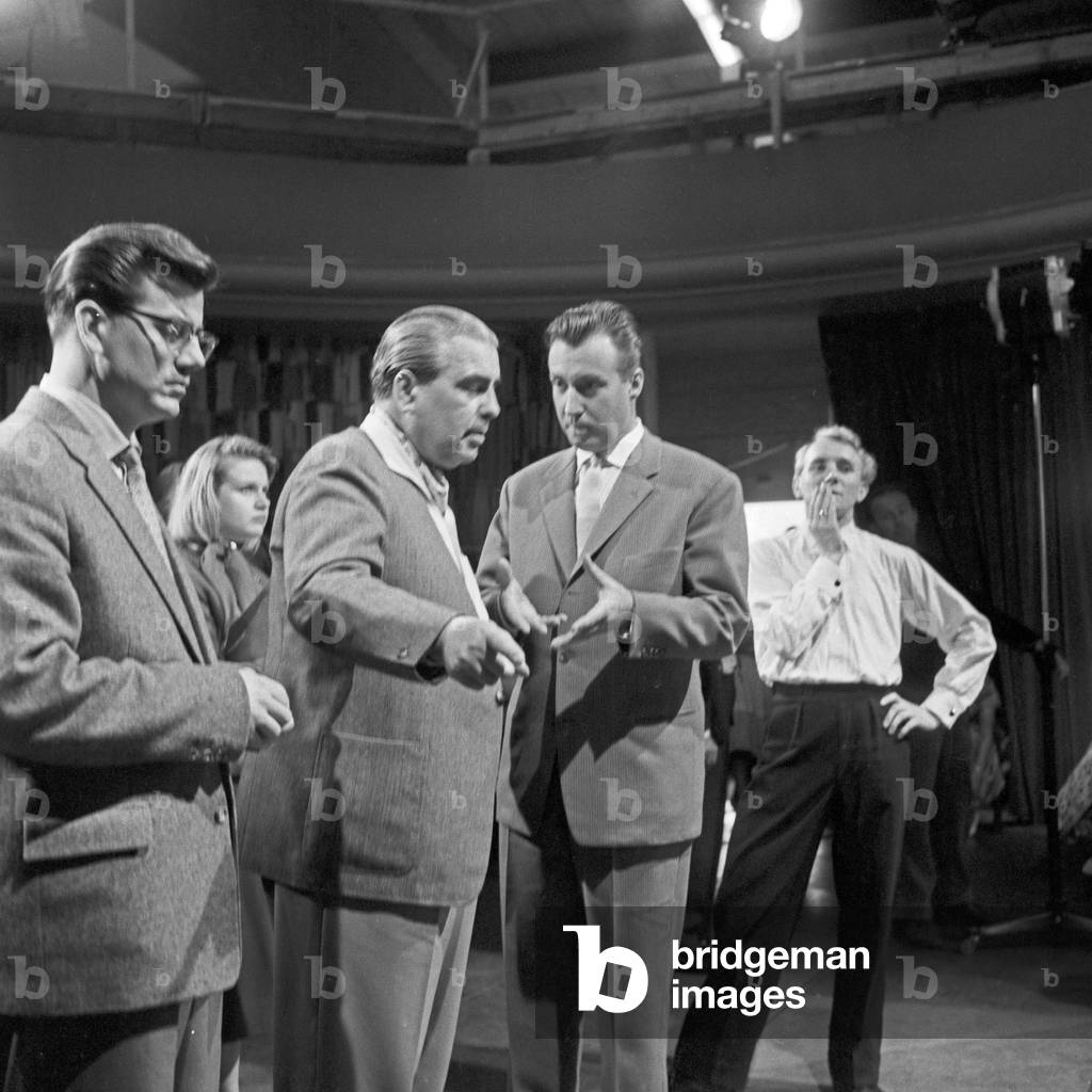 Peter Alexander discussing with the director, Germany 1950s