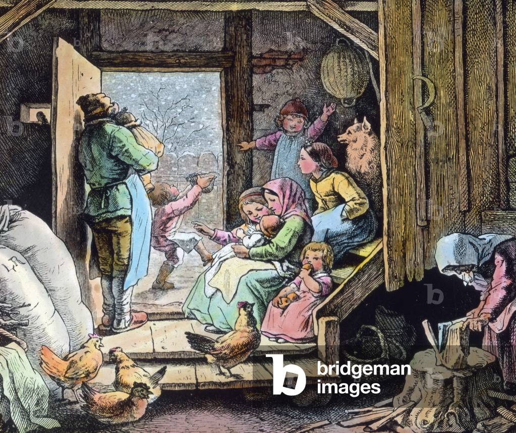 Winter is coming with first snow. Graphic (undated) by German painter and graphic artist Fritz Richter (1904 - 1981). Image date: circa 1930. Carl Simon Archive