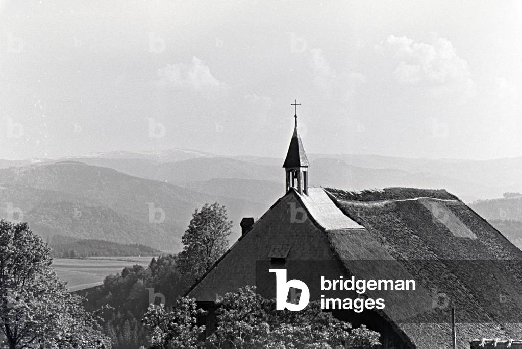 An old church in the Danube Dale, Germany 1930s (b/w photo)