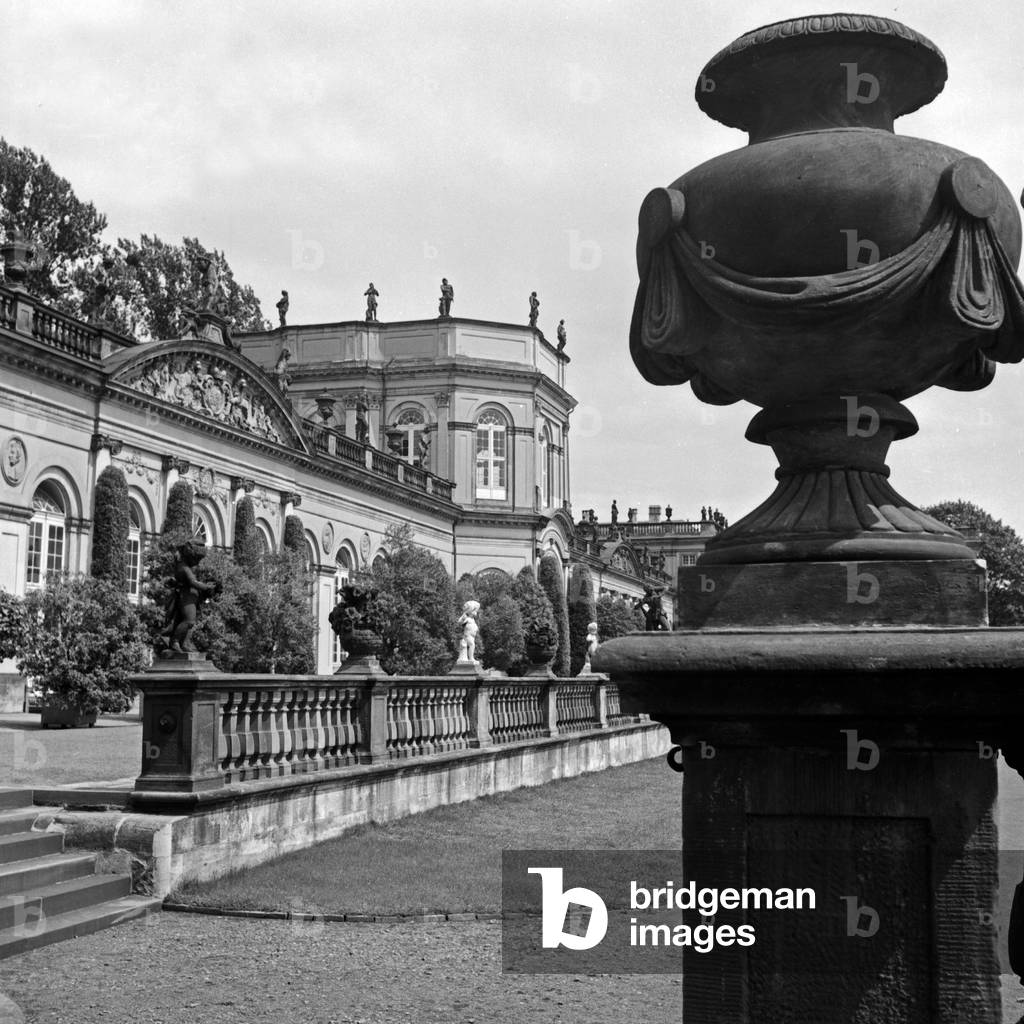 View to Wilhelmshoehe castle at Kassel, Germany 1930s (b/w photo)