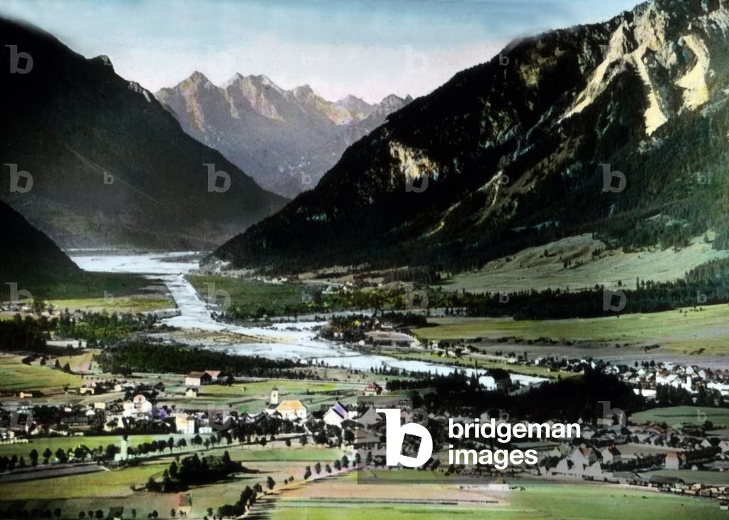 View to the town of Reutte and the Lech valley in Tyrol, 1920s