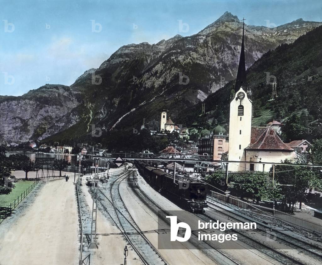 Flueelen main station, Switzerland 1930s