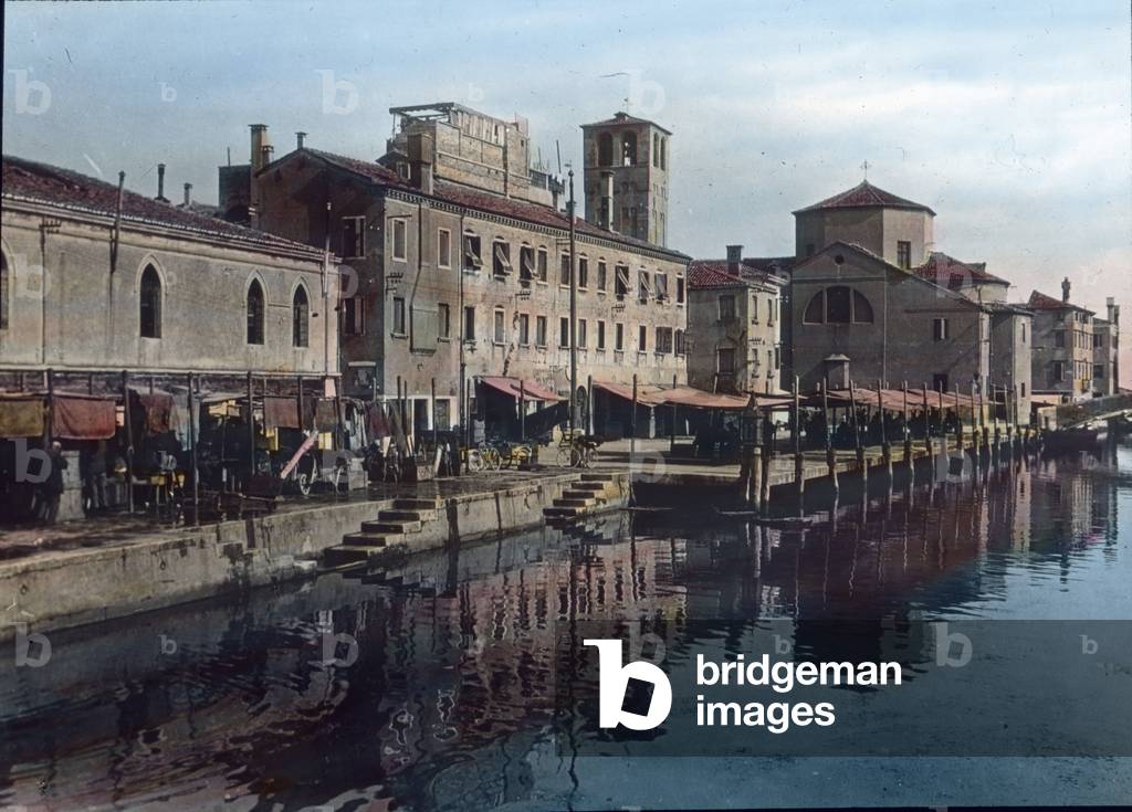 Italy, Chioggia, a small island of the province of Venice, view to Chioggia City, image date: circa 1910. Carl Simon Archive