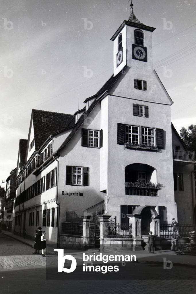 The Bürgerheim, civic home in Tübingen, one of the oldest sozial institutions of the city, Germany 1930s (b/w photo)