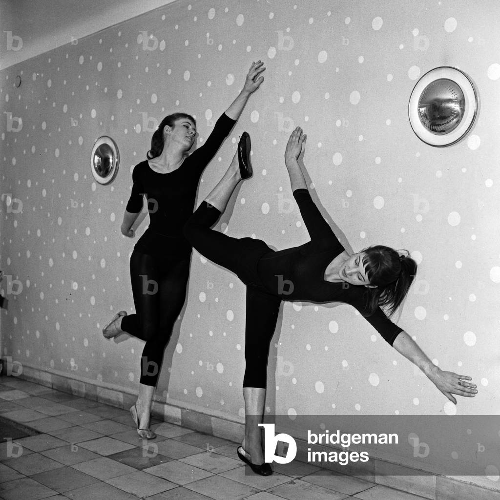 Two girls from Friedel Finke- Grieg's dancing school dancing Modern Jazz style at Hamburg, Germany 1960s