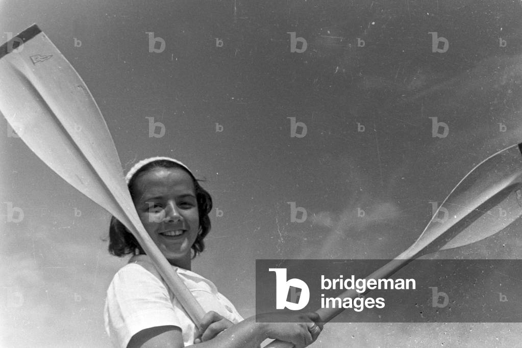 Vacation at the Baltic Sea, Germany 1930s (b/w photo)