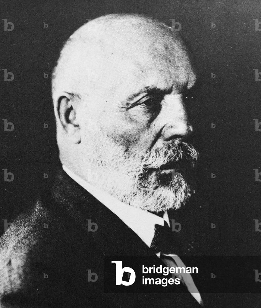 Meacham Ussishkin (1863 - 1941), Russian-born Zionist leader, Secretary of the First Zionist Congress, 1936 (b/w photo)