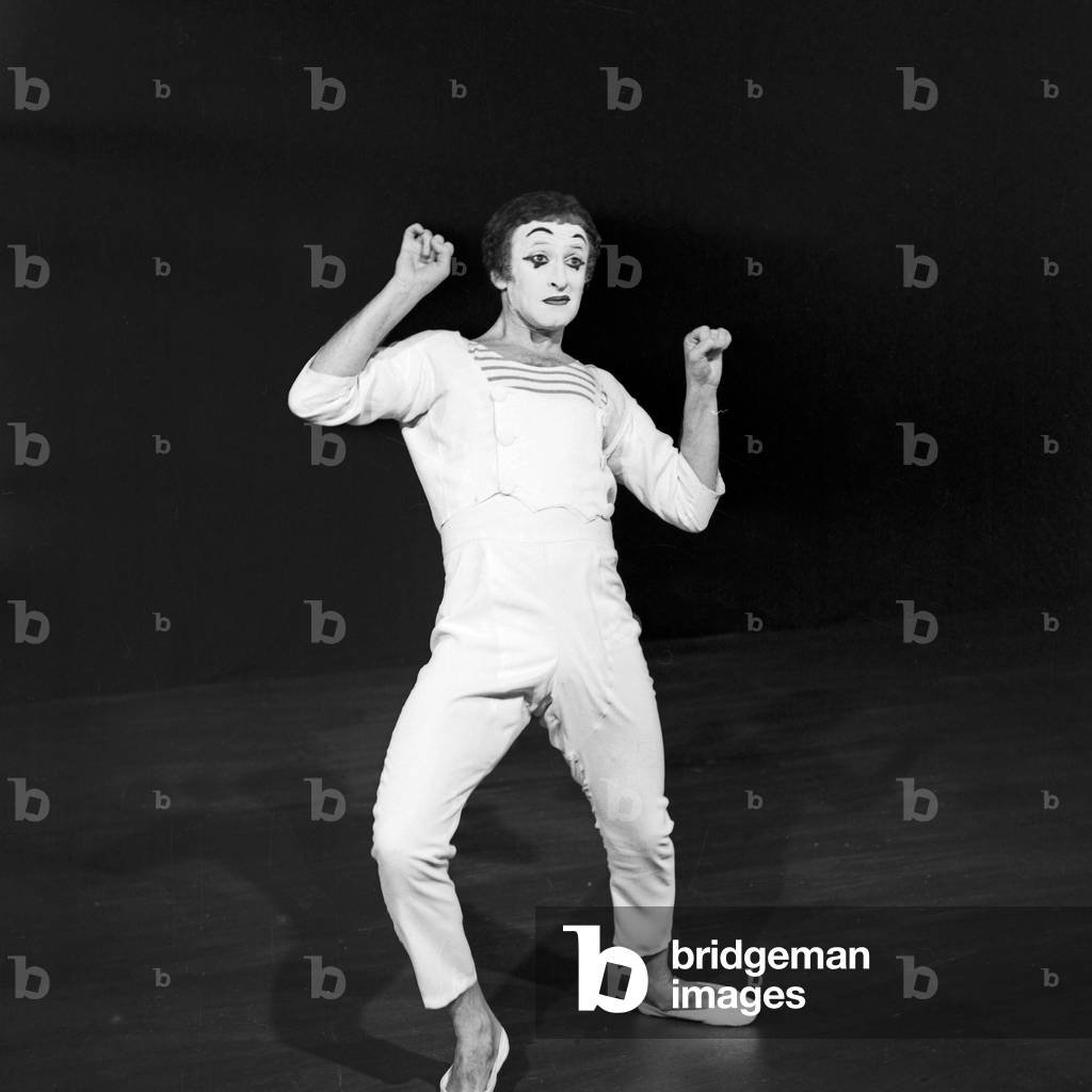 French pantomime Marcel Marceau performing in Hamburg, Germany 1960s