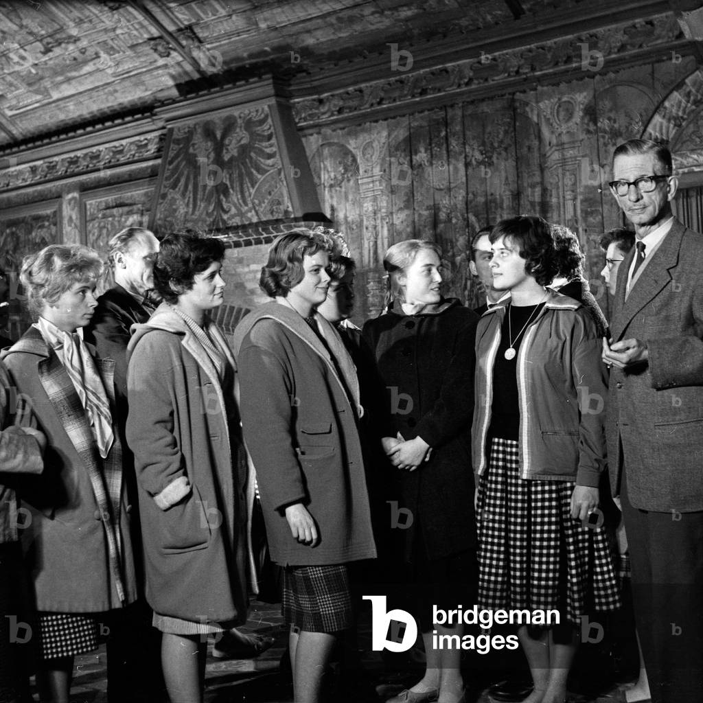 Guided tour through a museum at Lueneburg, Germany 1960s