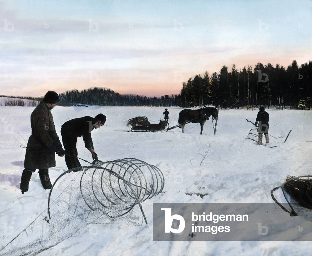 Fishing in wintertime in Finland, 1920s