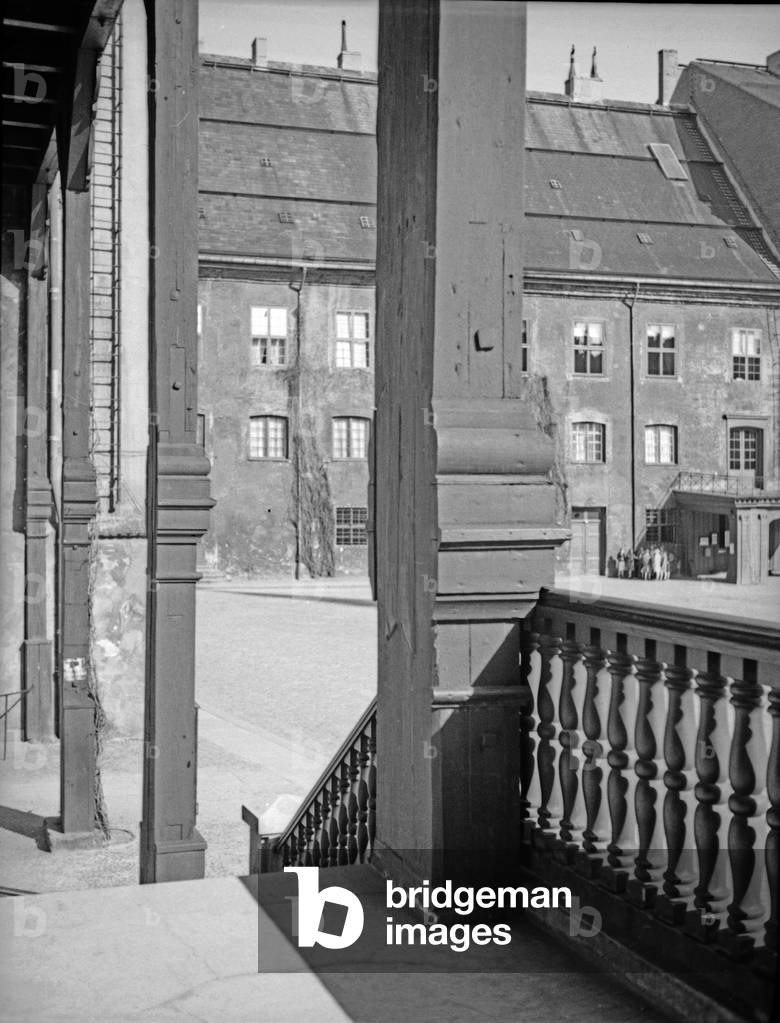 View to the courtyard at the castle in Koenigsberg, East Prussia, 1930s (b/w photo)