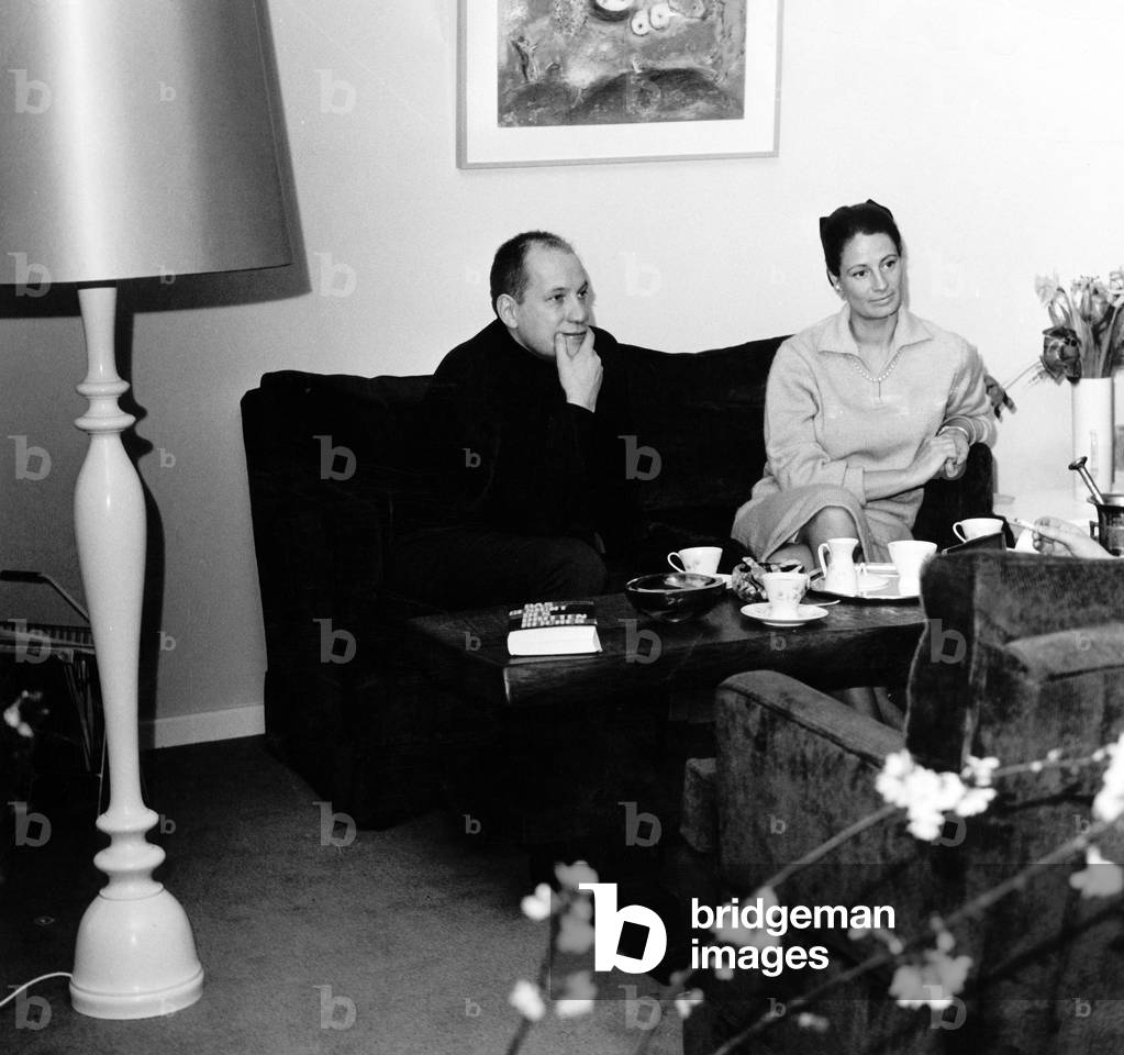 German director Juergen Roland with his wife Eva in their living room, Germany 1970s