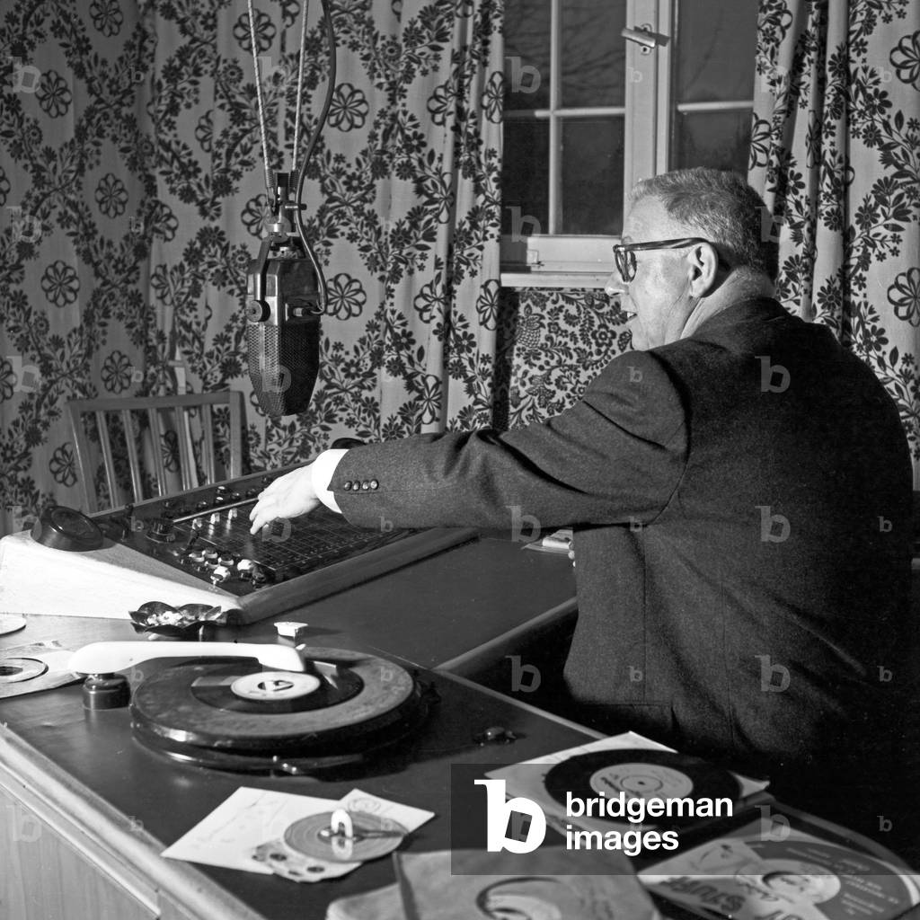 Radio speaker and presender of BFN at the studio in Hamburg, Germany 1950s
