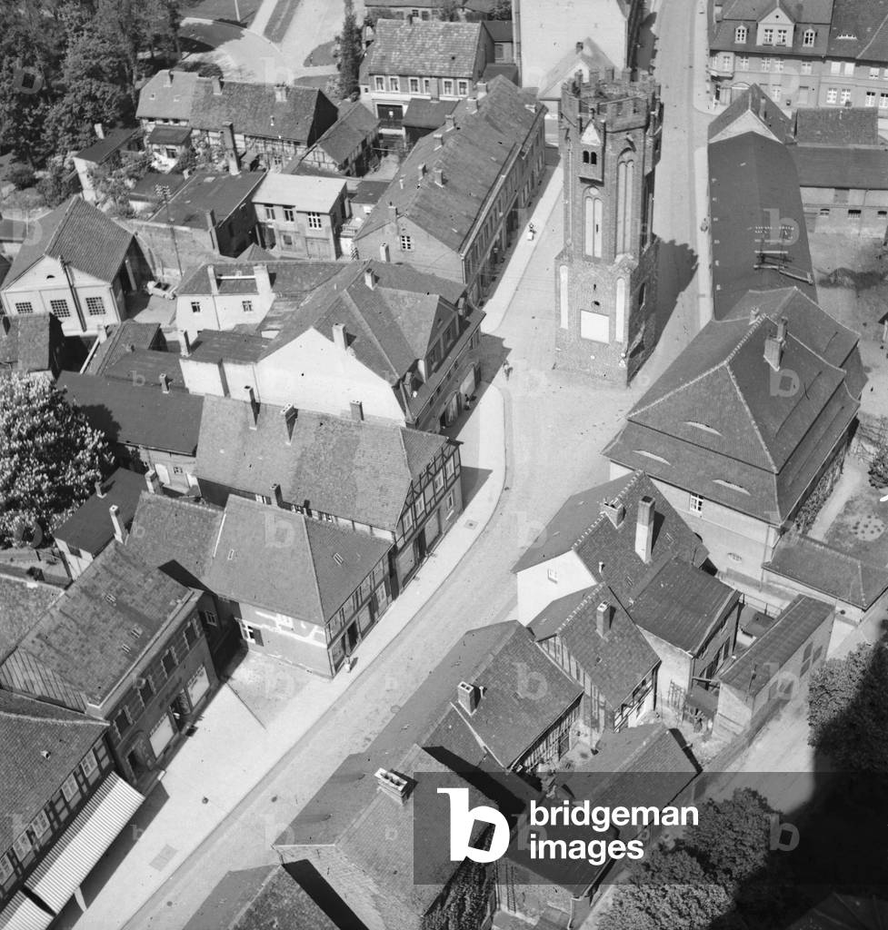 At the city of Tangermuende, Germany 1930s (b/w photo)