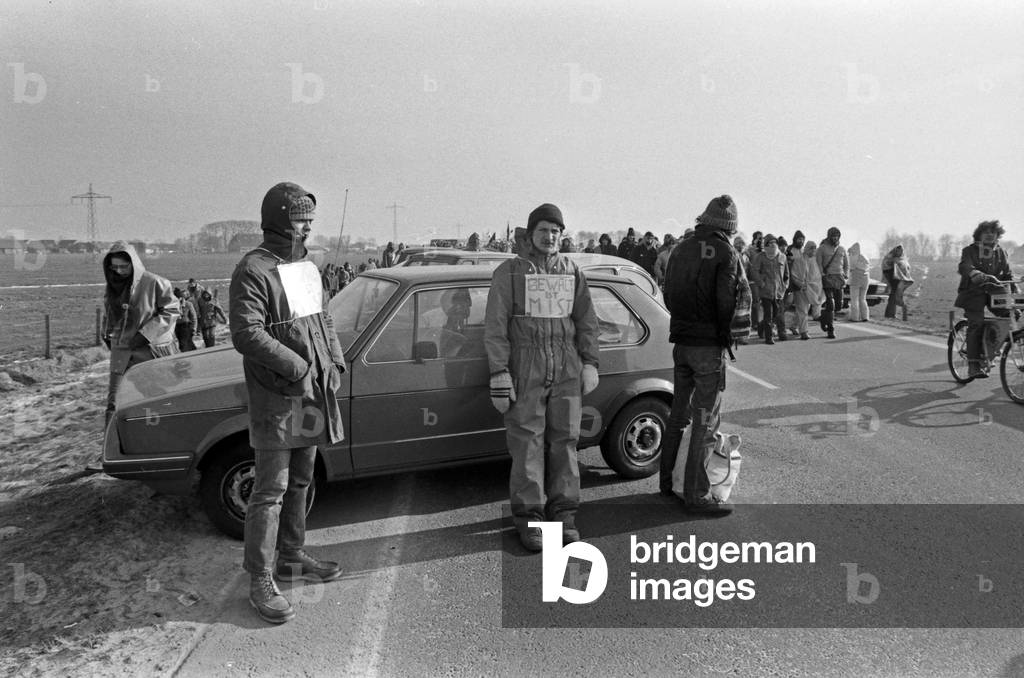 Protesters at the area of Brokdorf nuclear plant, Germany 1980s
