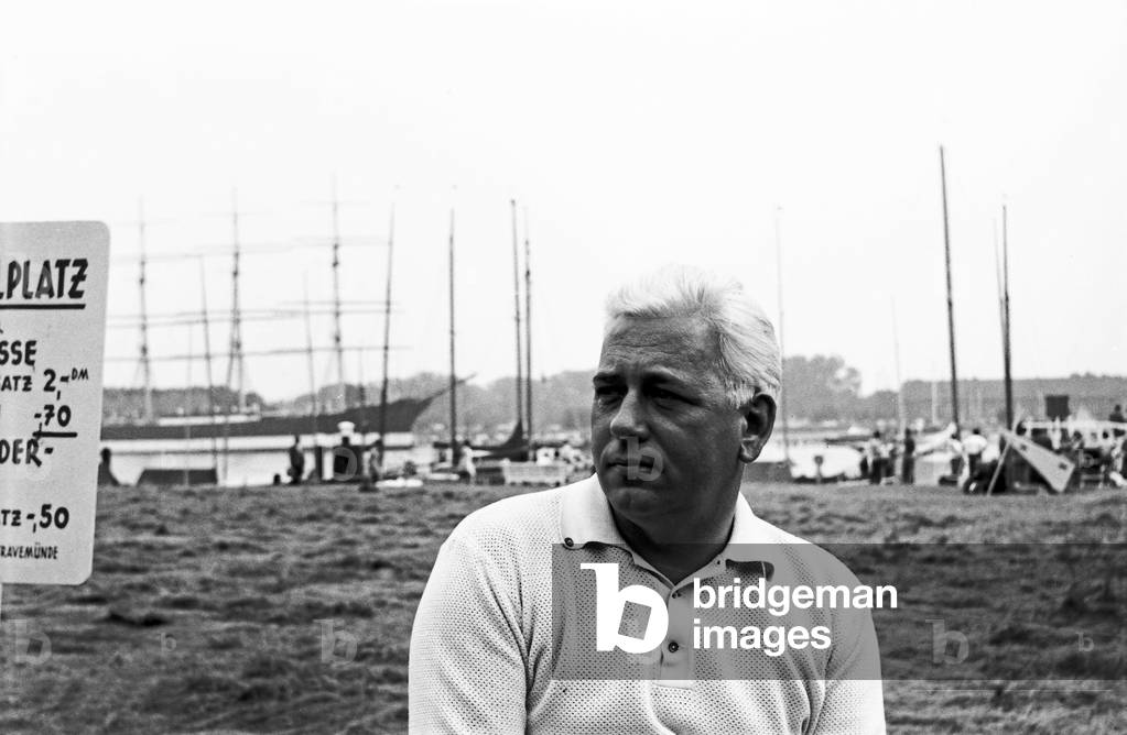 On sailing boats through the yacht harbour, Germany 1960s
