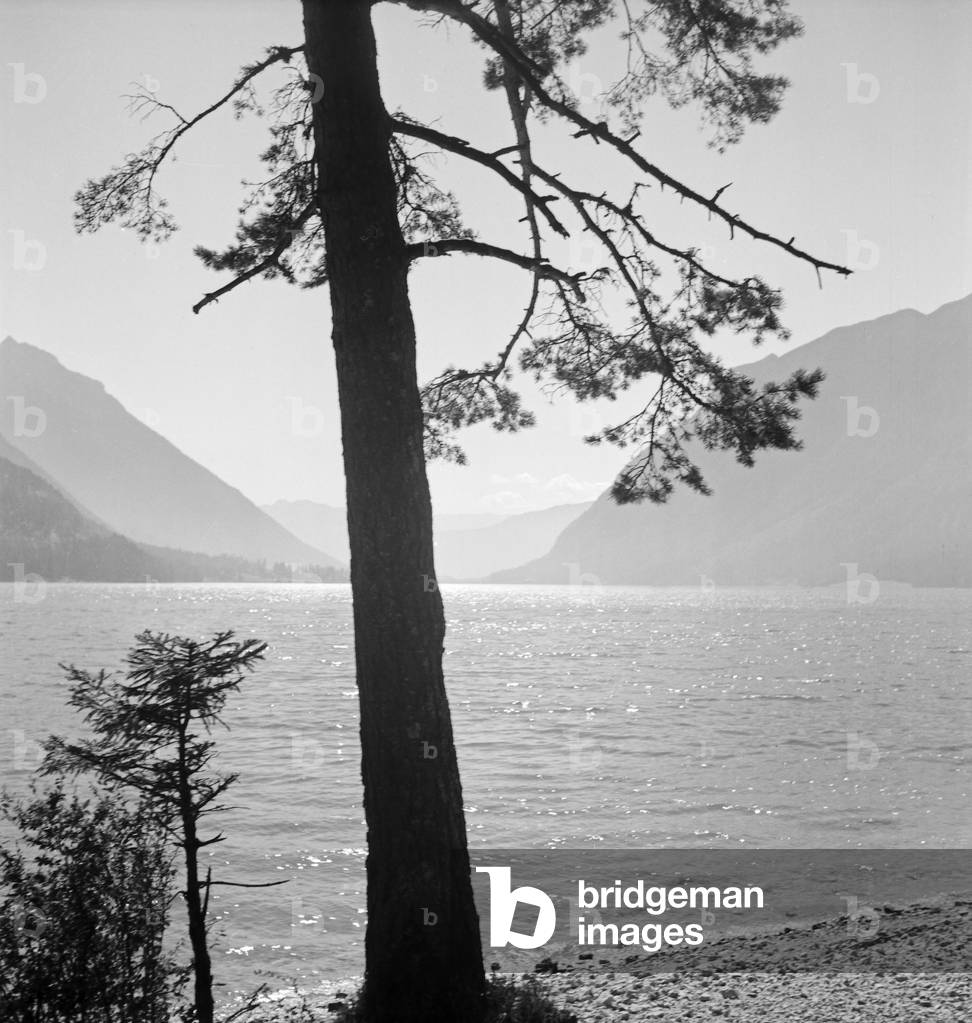A trip to Lake Achen in Tyrol, Germany 1930s (b/w photo)