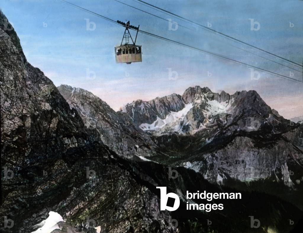 zugspitze aerial passenger tramway on its tour, Tyrol, 1920s
