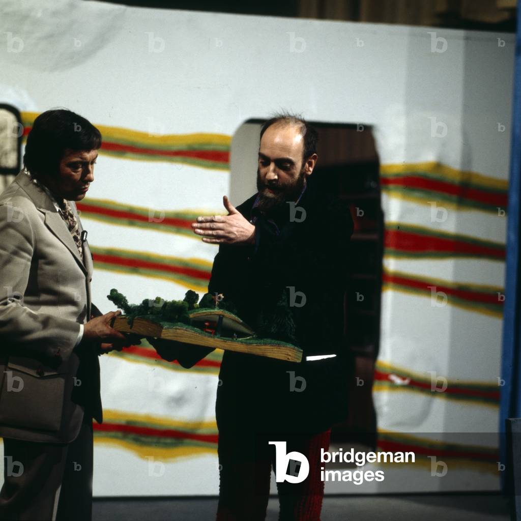 Austrian artist Friedensreich Hundertwasser in a German TV show hosted by Dietmar Schoenherr, 1972