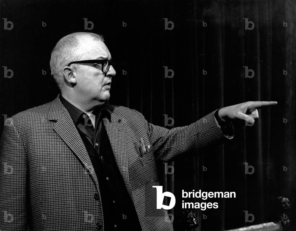 Swiss author, playwright and painter Friedrich Duerrenmatt as director of his own play 
