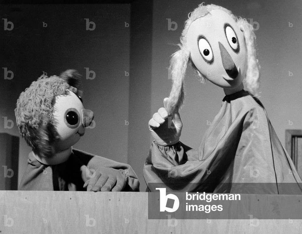 The puppets Minifant and Maxifant from a German children TV show, mid 1972