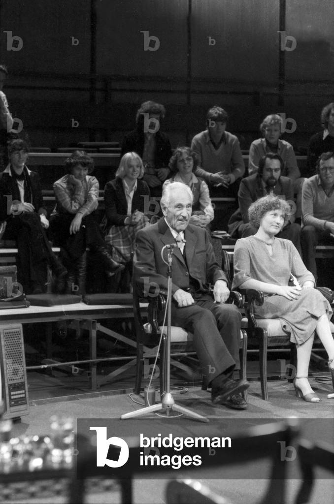 The alpinist Luis Trenker at a German TV show for his old friend Hermann Gmeiner, founder of the SOS children's villages, end 1970s
