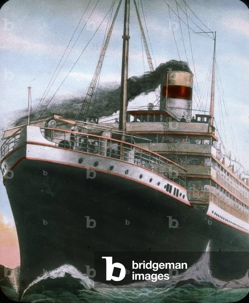 The maiden voyage of the Titanic 1912 - Titanic disaster - The Carpathia liner was near to the sinking Titanic. 15. April 1912. Carl Simon Archive