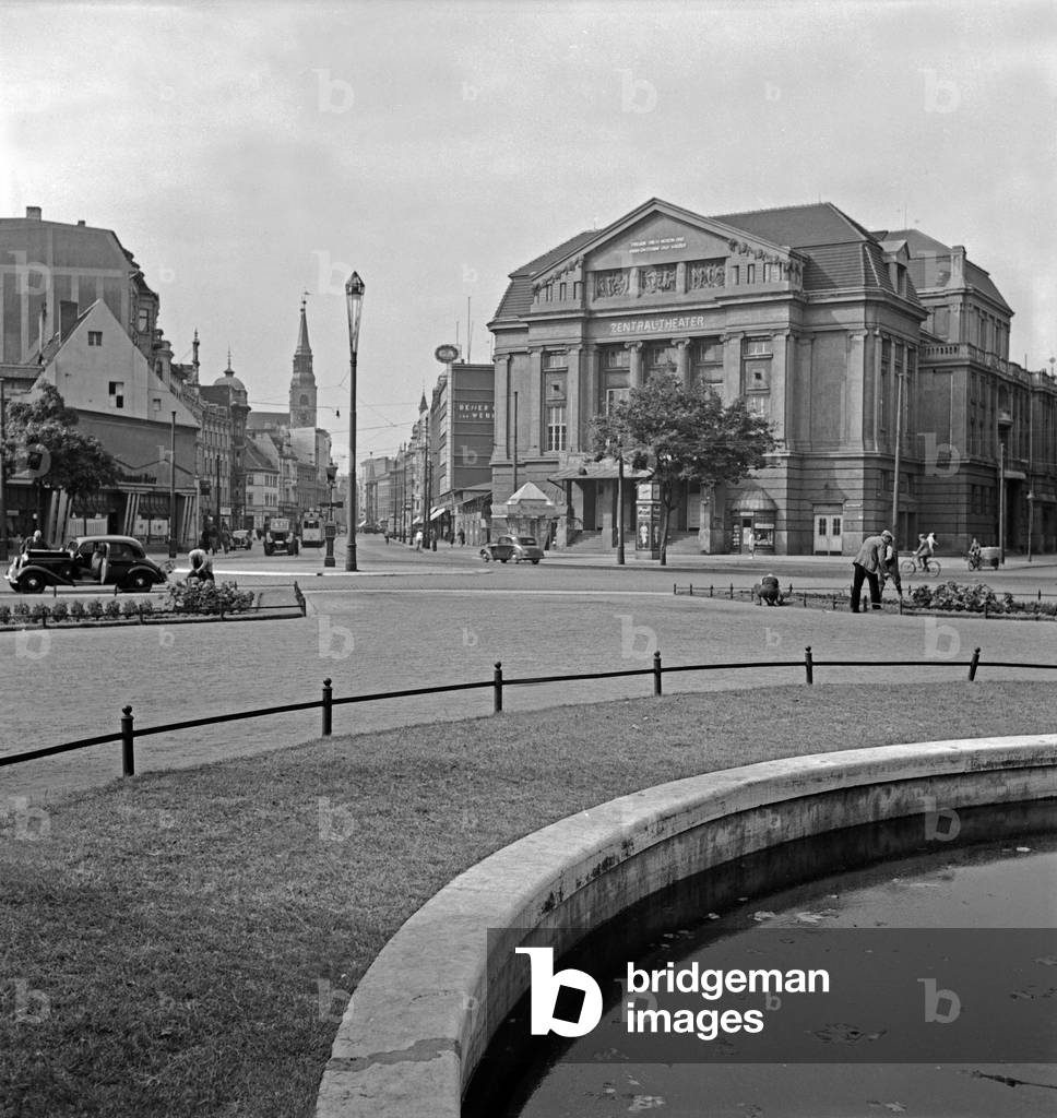 The Magdeburg central theatre, Germany 1930s (b/w photo)