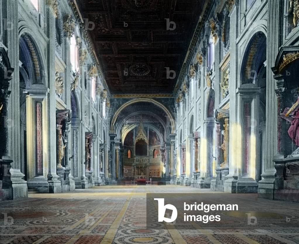 View to the interior of Lateran church at Rome, Italy, 1920s