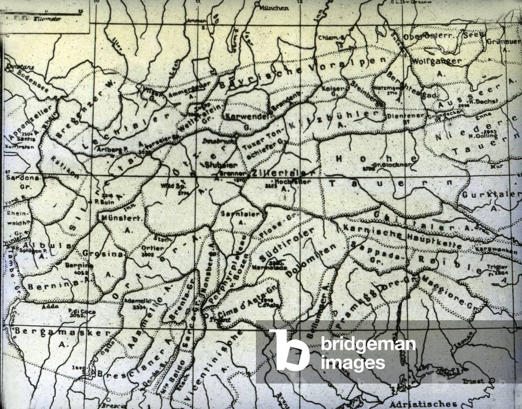 Map of Tyrol area, 1920s