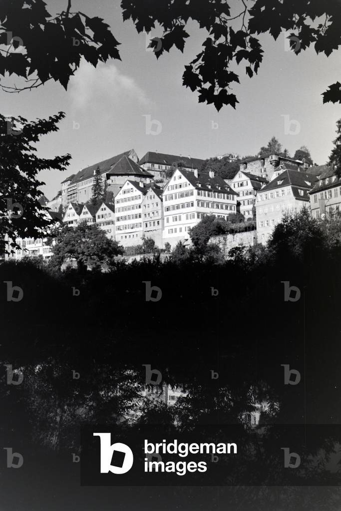 The Neckarfront in Tübingen, Germany 1930s (b/w photo)