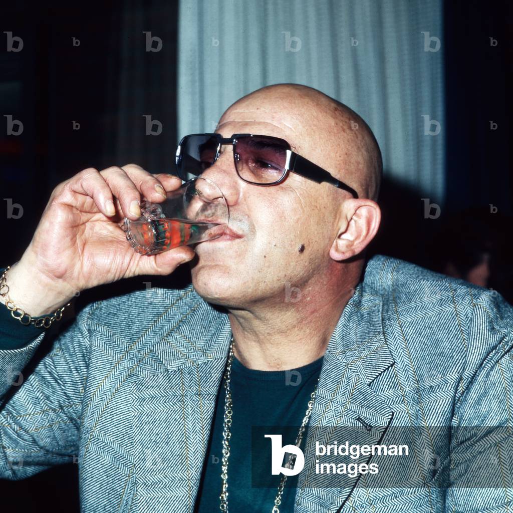 American actor and singer Telly Savalas at Hamburg, Germany 1980s