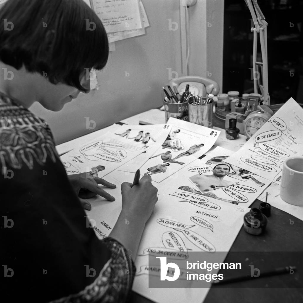 Producing a Barbarella comic strip, Germany 1960s