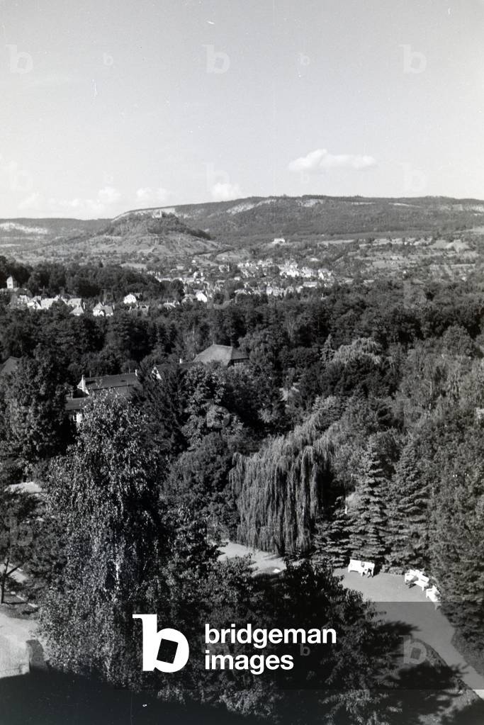 The view on the Schwarza valley near Bad Blankenburg, Germany 1930s (b/w photo)