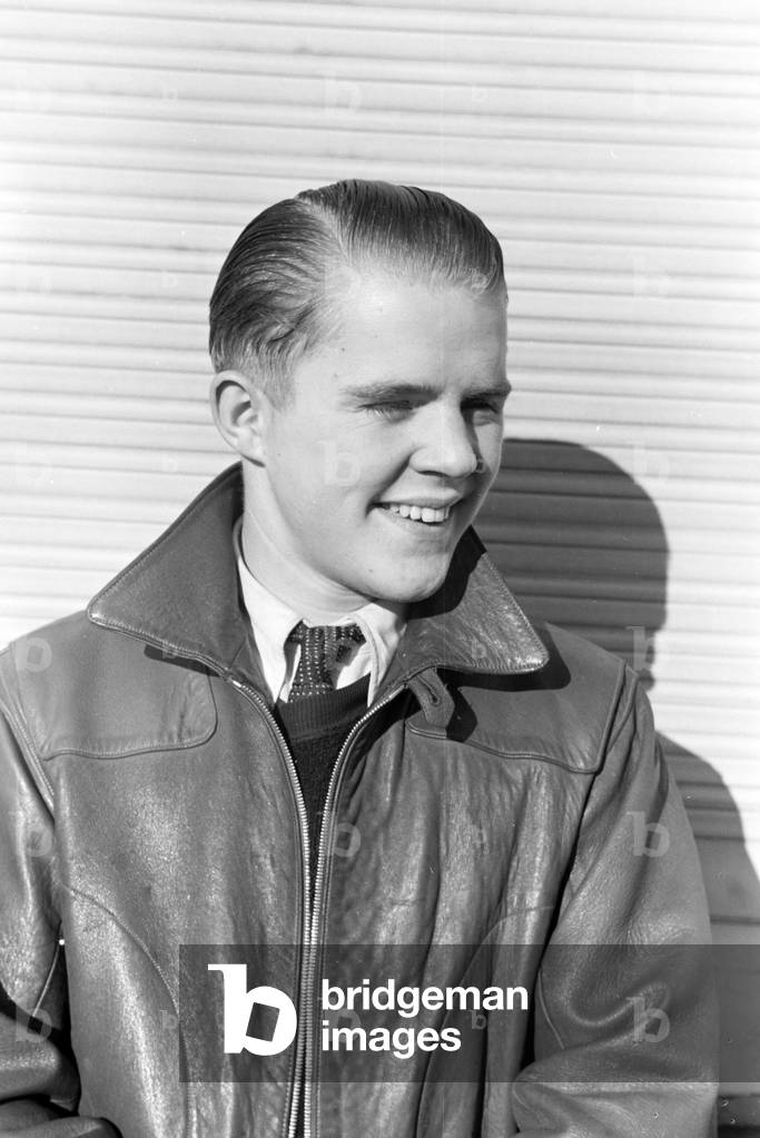 Portrait of a young man and participant of an ice skating training coached by the Austrian figureskater and Olympics champion Karl Sch/Sfer in Dortmund, Germany 1930s