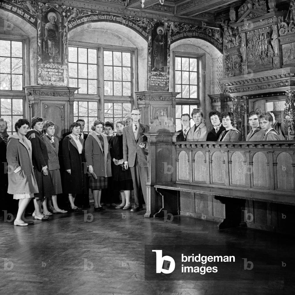 Guided tour through a museum at Lueneburg, Germany 1960s
