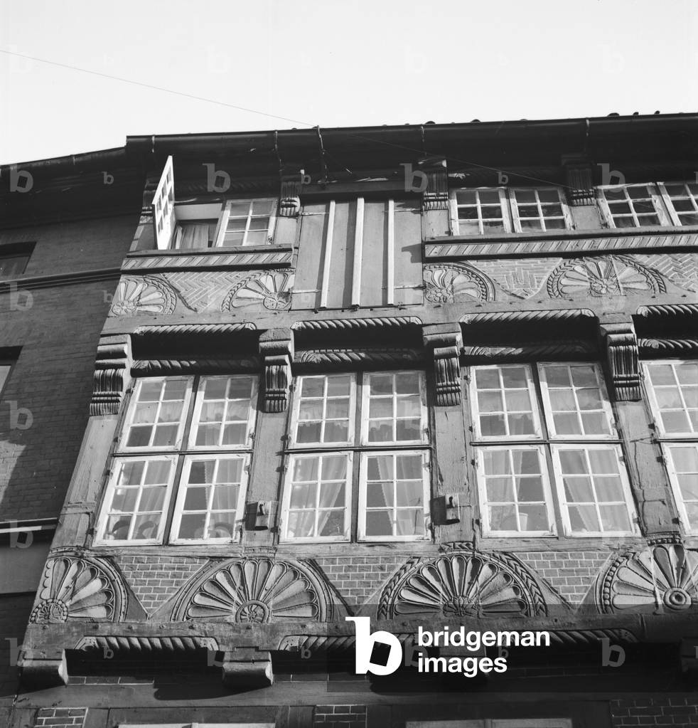 At the old city of Stade, Germany 1930s (b/w photo)
