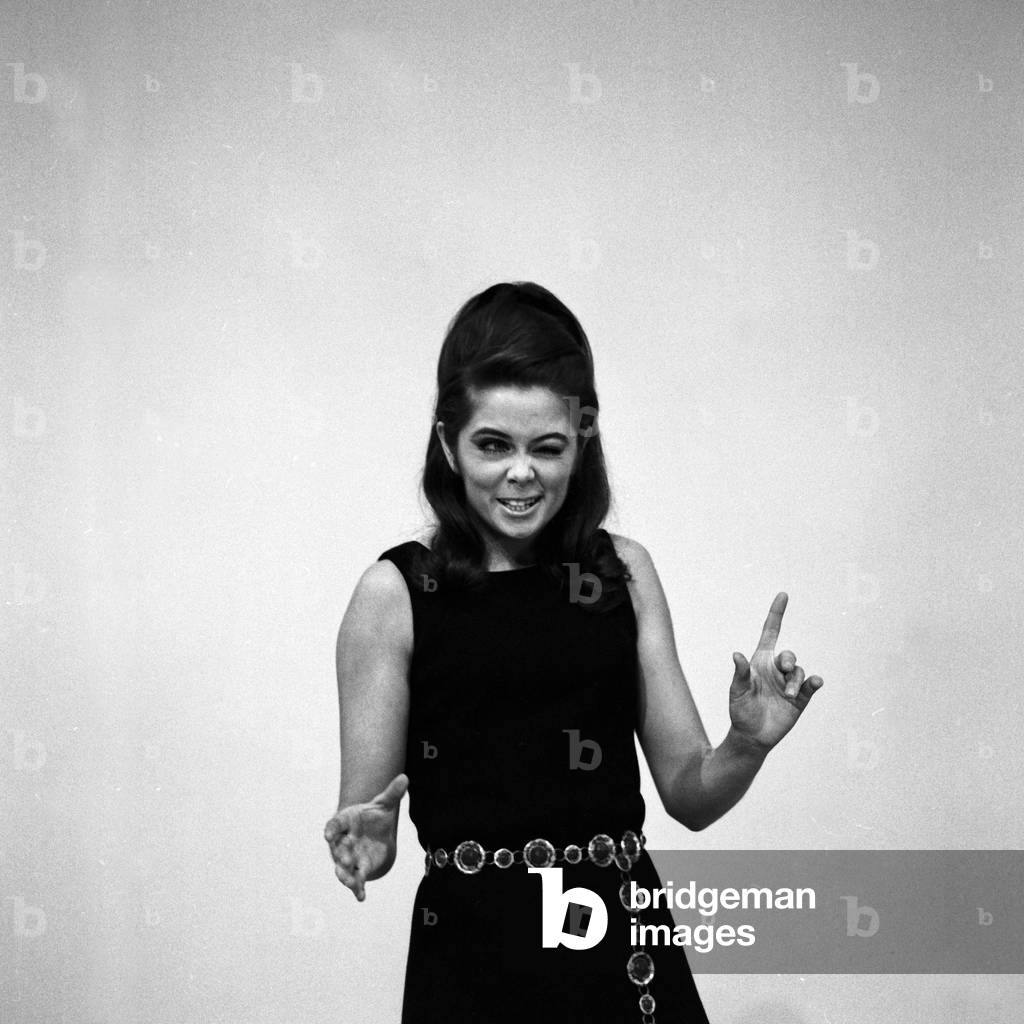 Norwegian schlager singer Wencke Myhre performing at a German TV show, 1960s