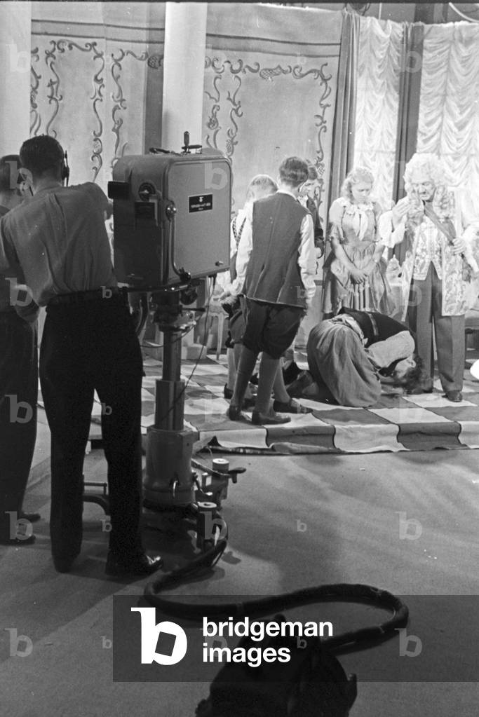 Shooting for the German Television Broadcasting, Germany 1930s (b/w photo)