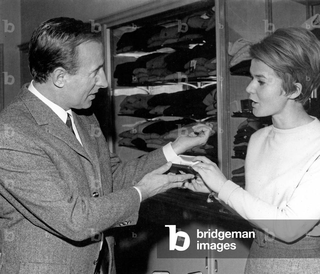 German news presenter Karl Heinz Koepcke at the tailor, Germany 1960s