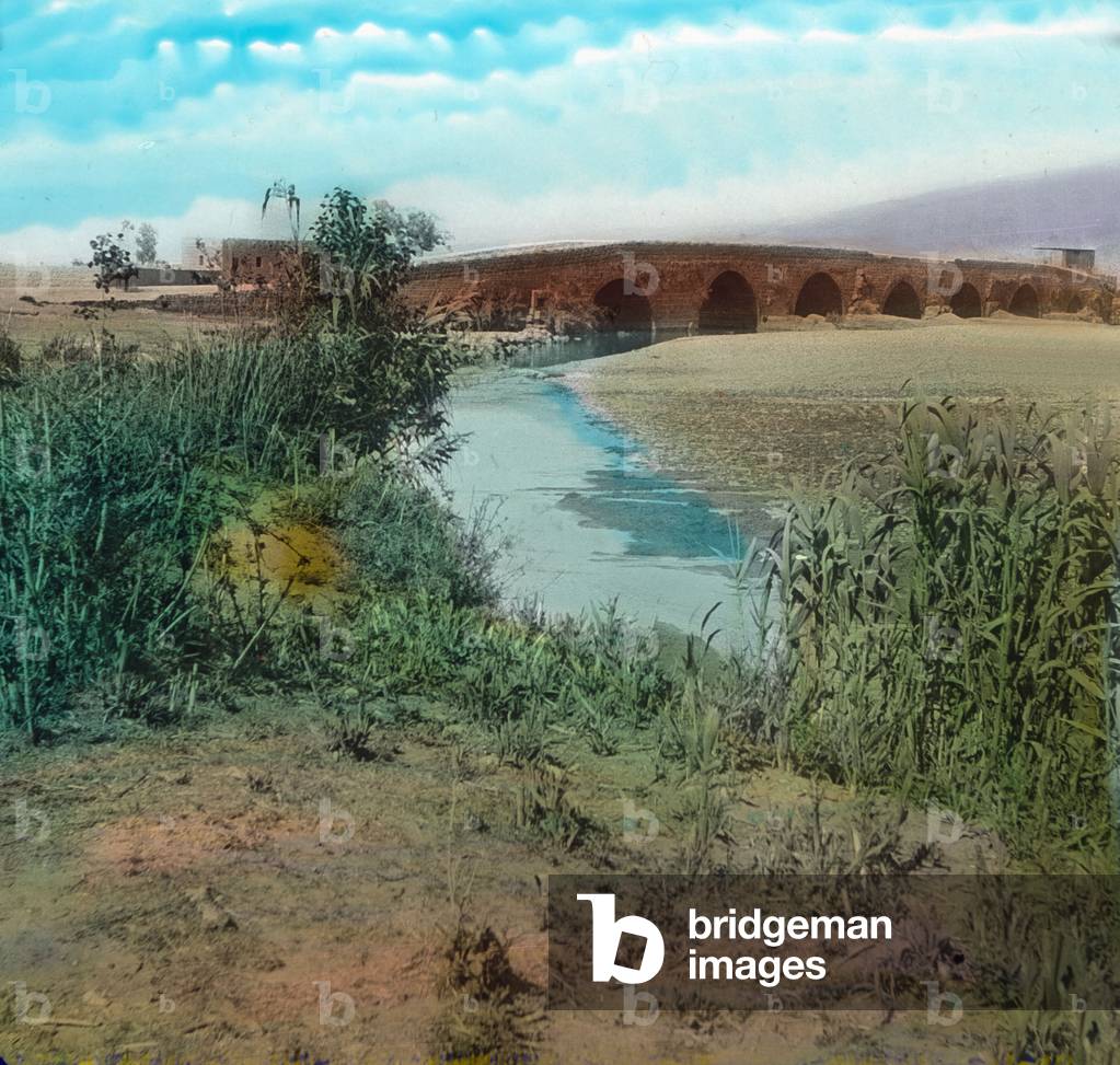 Dog's river is crossed by dog's bridge near Beyrut, Lebanon, 1920s
