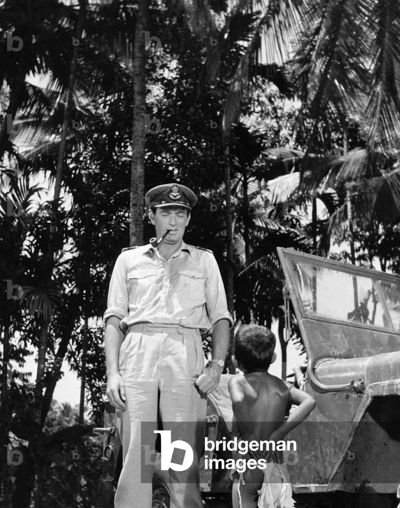 Amercan actor Gregory Peck while the production of the movie 