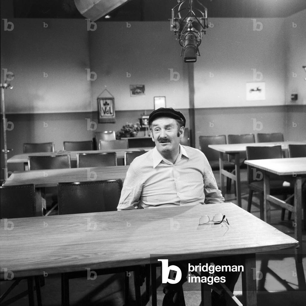 German cabaret artist and comedian Juergen von Manger in his programme on stage in December 1969