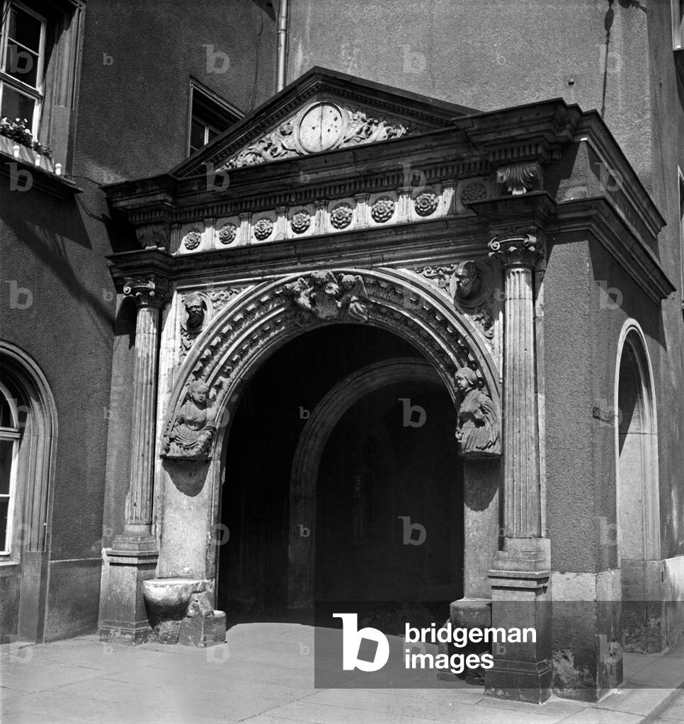 St Lawrence gate at Chemnitz, Germany 1930s (b/w photo)
